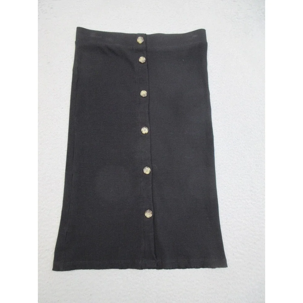 LOFT Ribbed Pencil Skirt Women Size M Black Officecore Quiet Luxury Classic